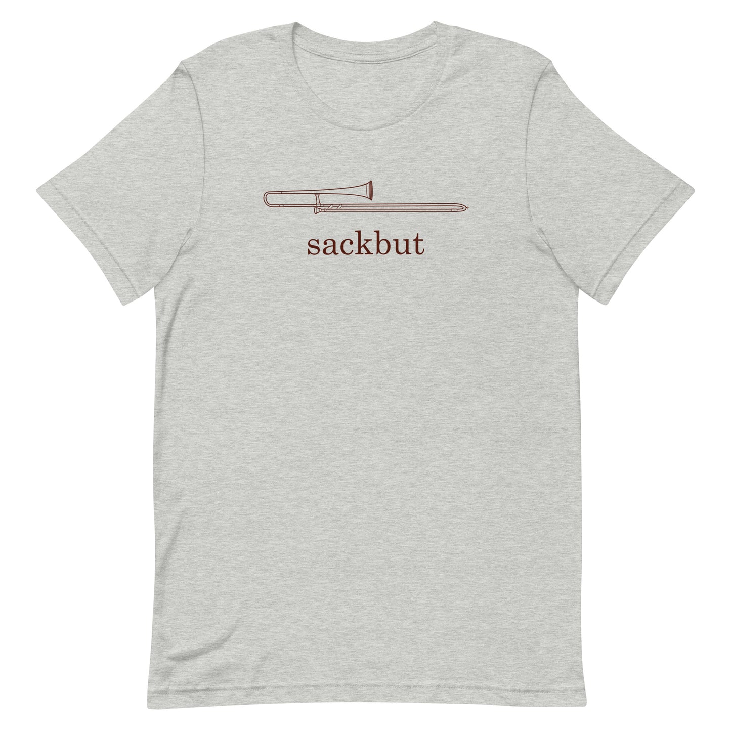 Funny Trombone T Shirt: Sackbut - Heather Grey