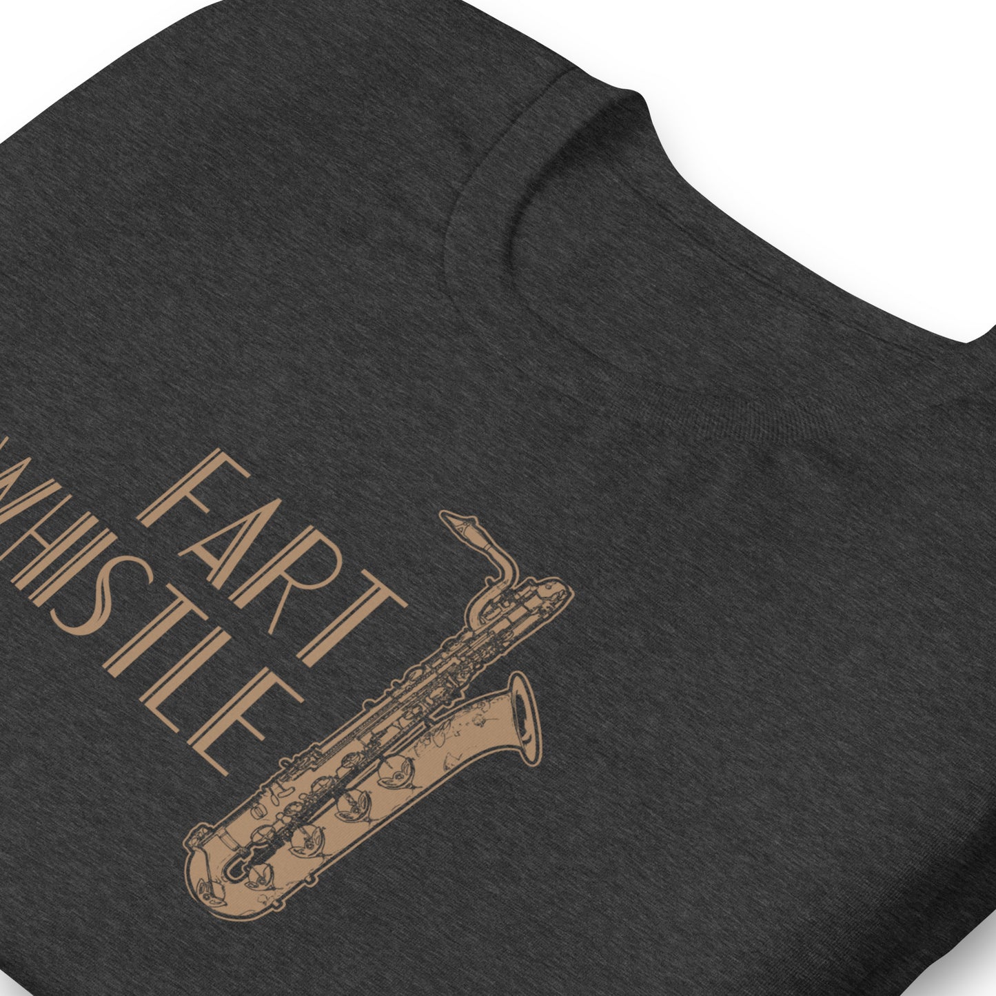 Funny Baritone Saxophone Bari Sax T Shirt: Fart Whistle - Charcoal Grey Heather