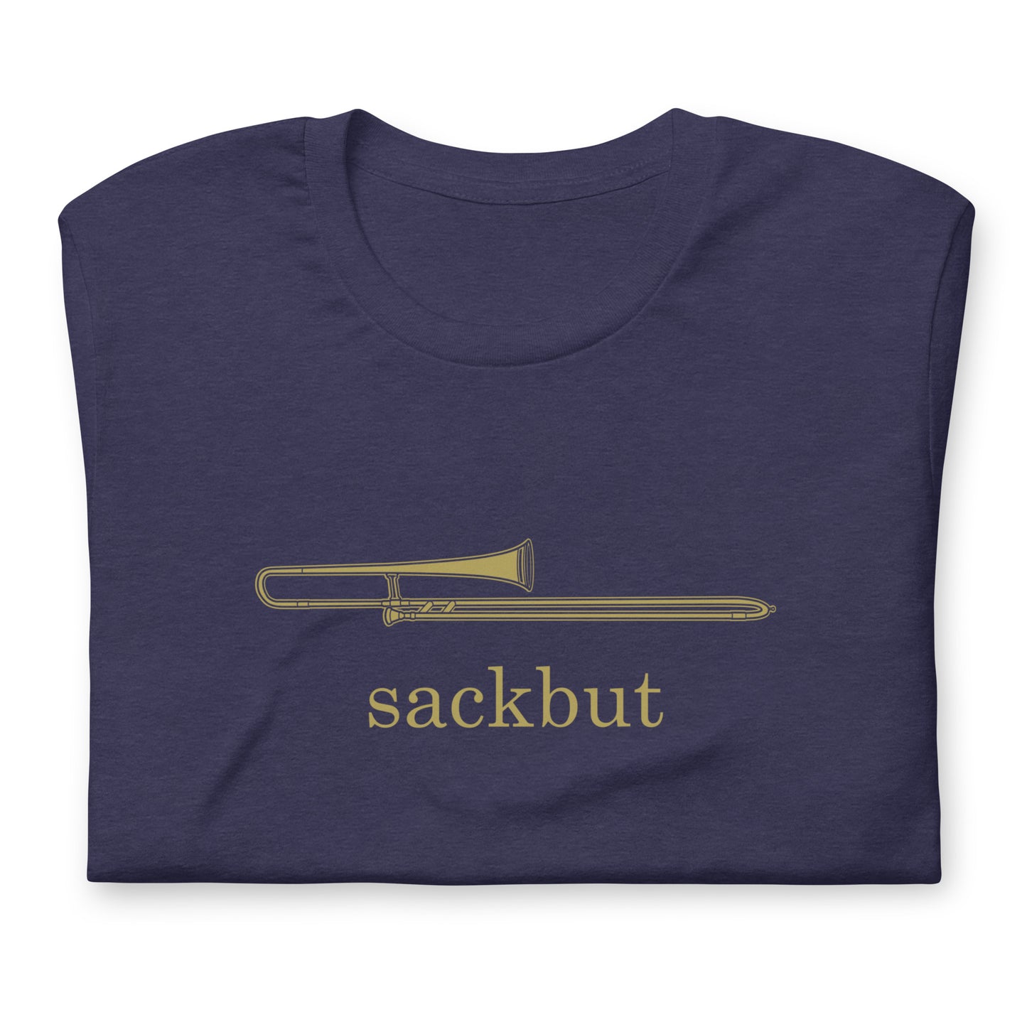 Funny Trombone T Shirt: Sackbut - Navy Blue Heather