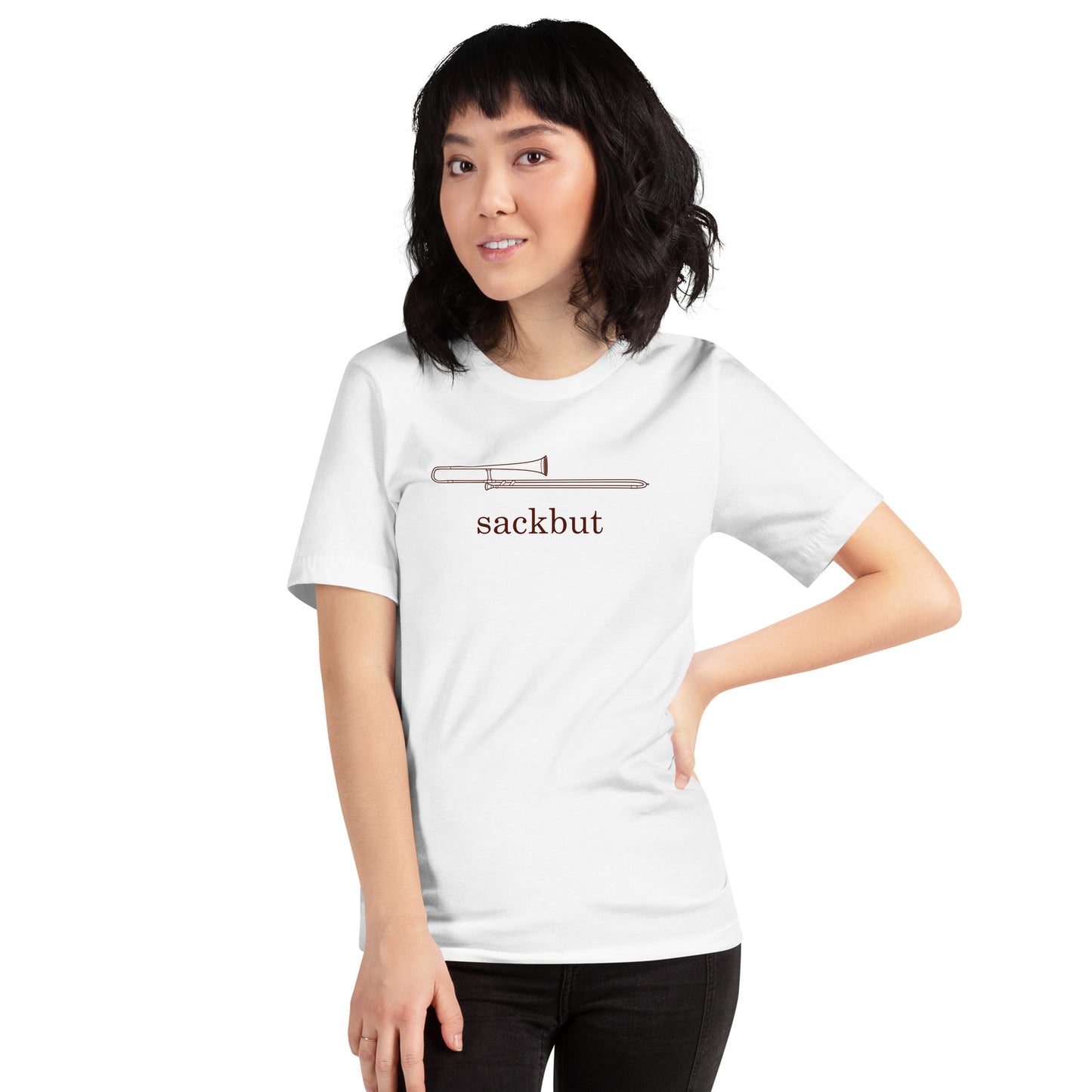 Funny Trombone T Shirt: Sackbut - White