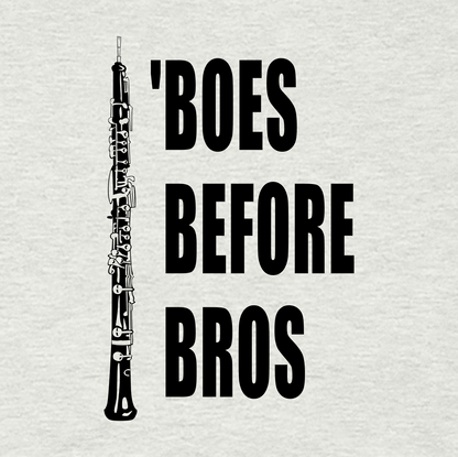 Funny Oboe T Shirt: 'Boes Before Bros - Ash Grey