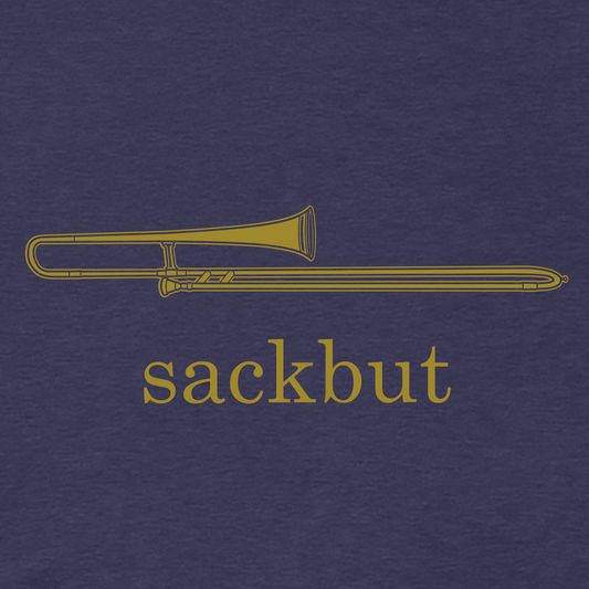 Funny Trombone T Shirt: Sackbut - Navy Blue Heather