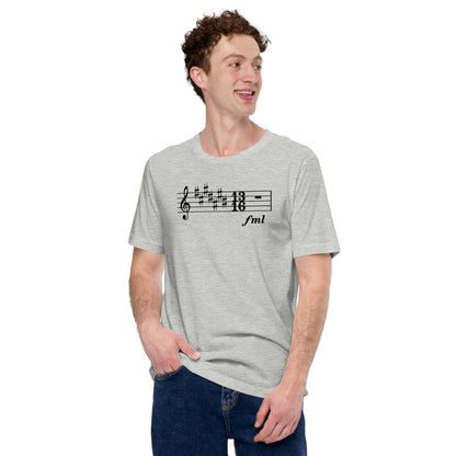 Funny Music Theory Key Signature T Shirt: FML - Heather Grey