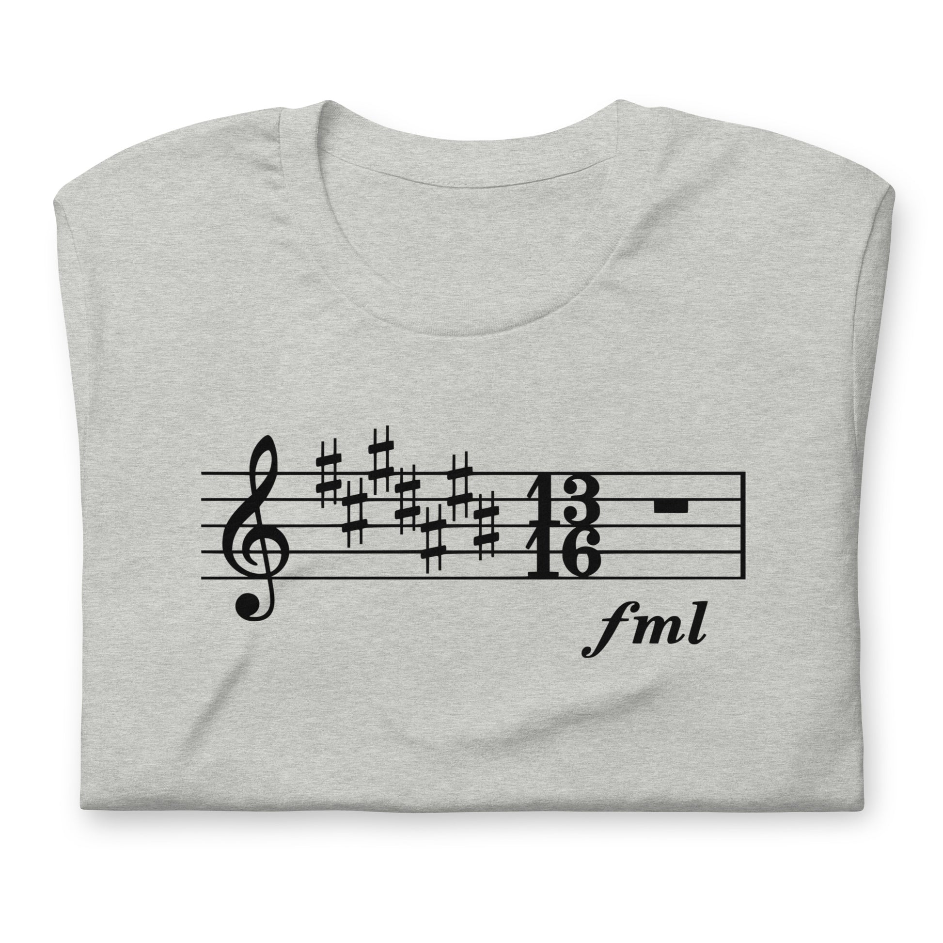 Funny Music Theory Key Signature T Shirt: FML - Heather Grey