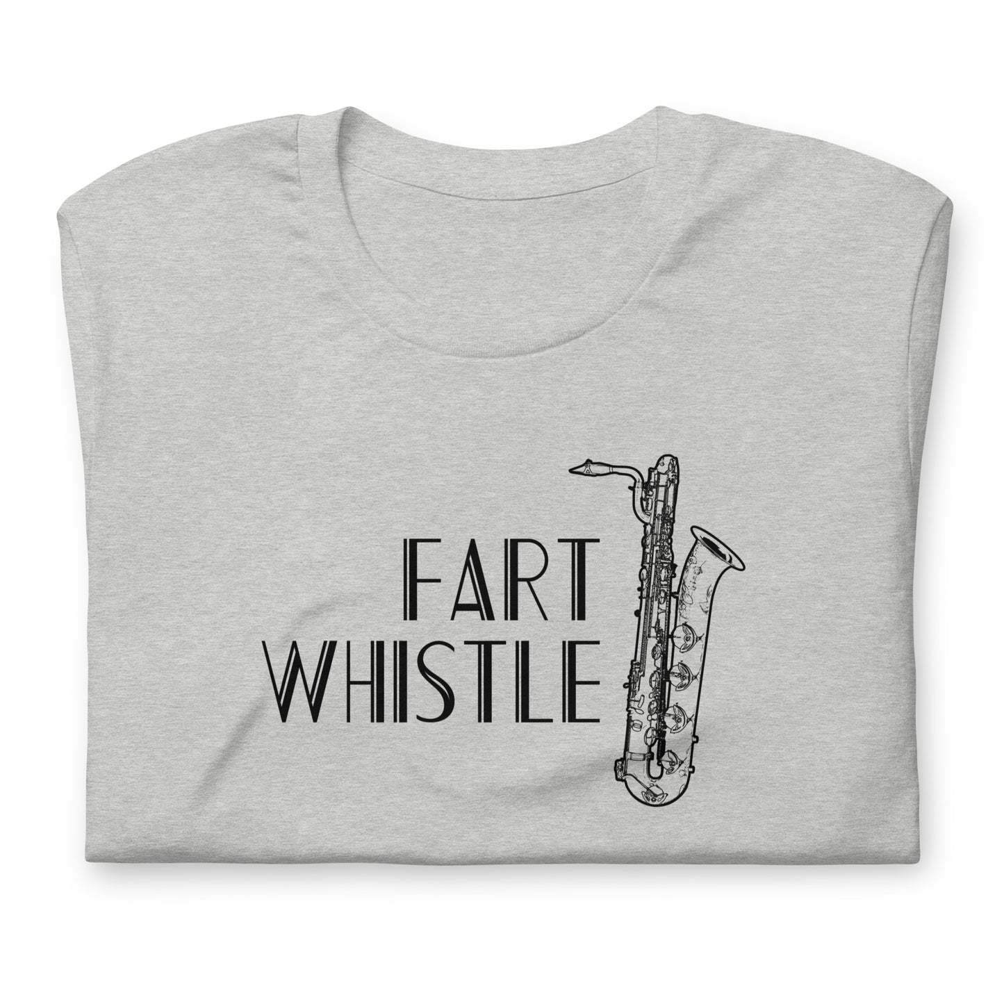 Funny Baritone Saxophone Bari Sax T Shirt: Fart Whistle - Light Heather Grey