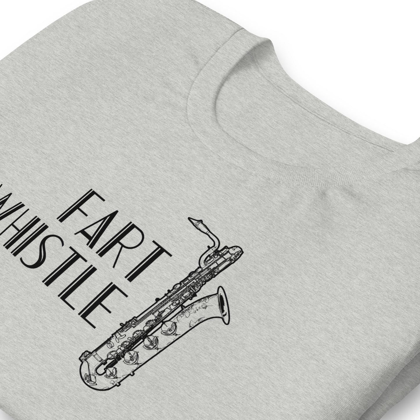 Funny Baritone Saxophone Bari Sax T Shirt: Fart Whistle - Light Grey Heather