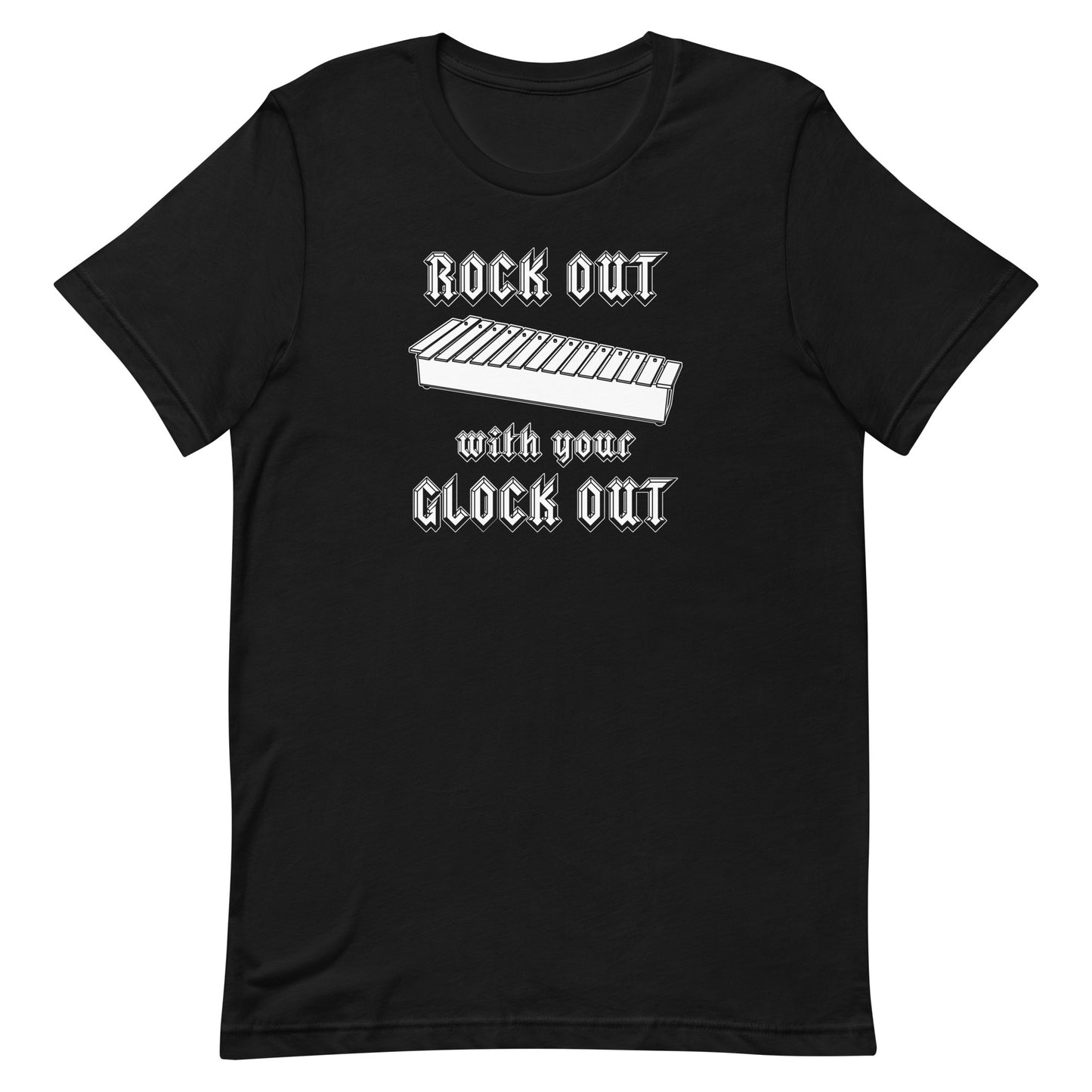 Funny Percussion Glockenspiel T Shirt: Rock Out with your Glock Out - Black