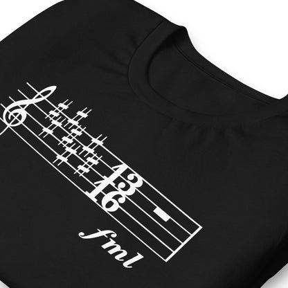 Funny Music Theory Key Signature T Shirt: FML - Black