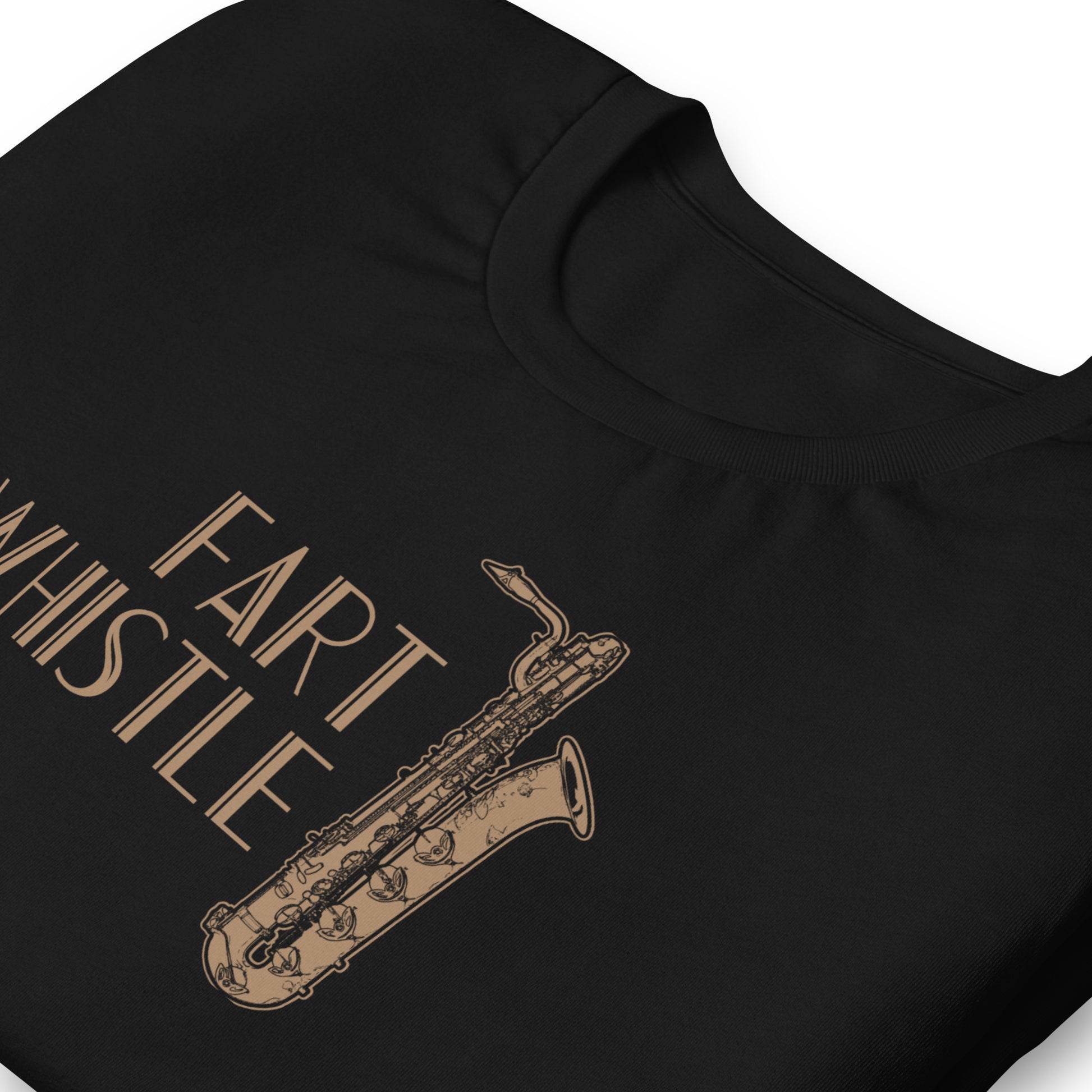 Funny Baritone Saxophone Bari Sax T Shirt: Fart Whistle - Black