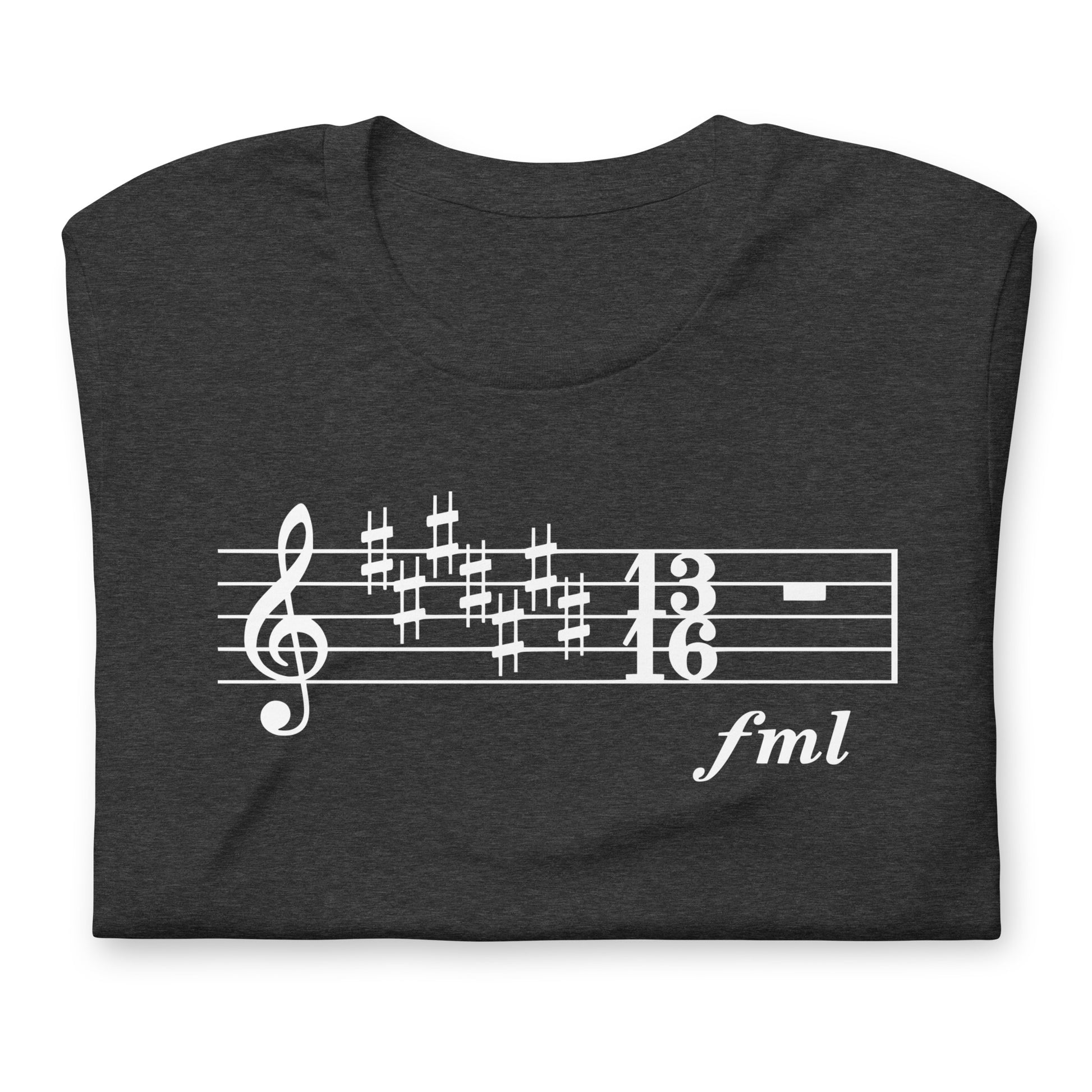 Funny Music Theory Key Signature T Shirt: FML - Charcoal  Grey Heather