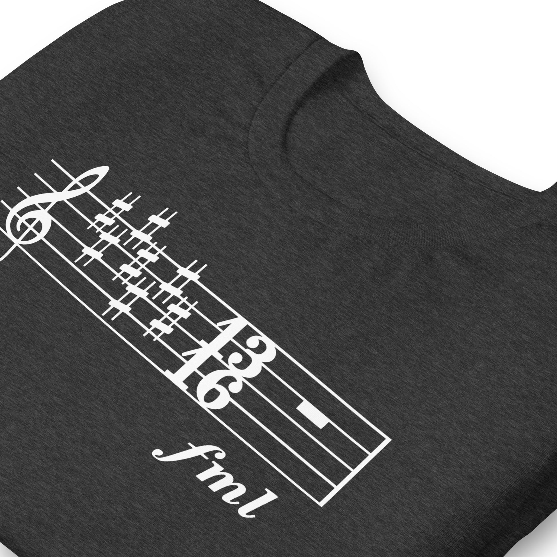 Funny Music Theory Key Signature T Shirt: FML - Charcoal Grey Heather