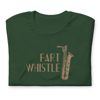 Funny Baritone Saxophone Bari Sax T Shirt: Fart Whistle - Forest Green