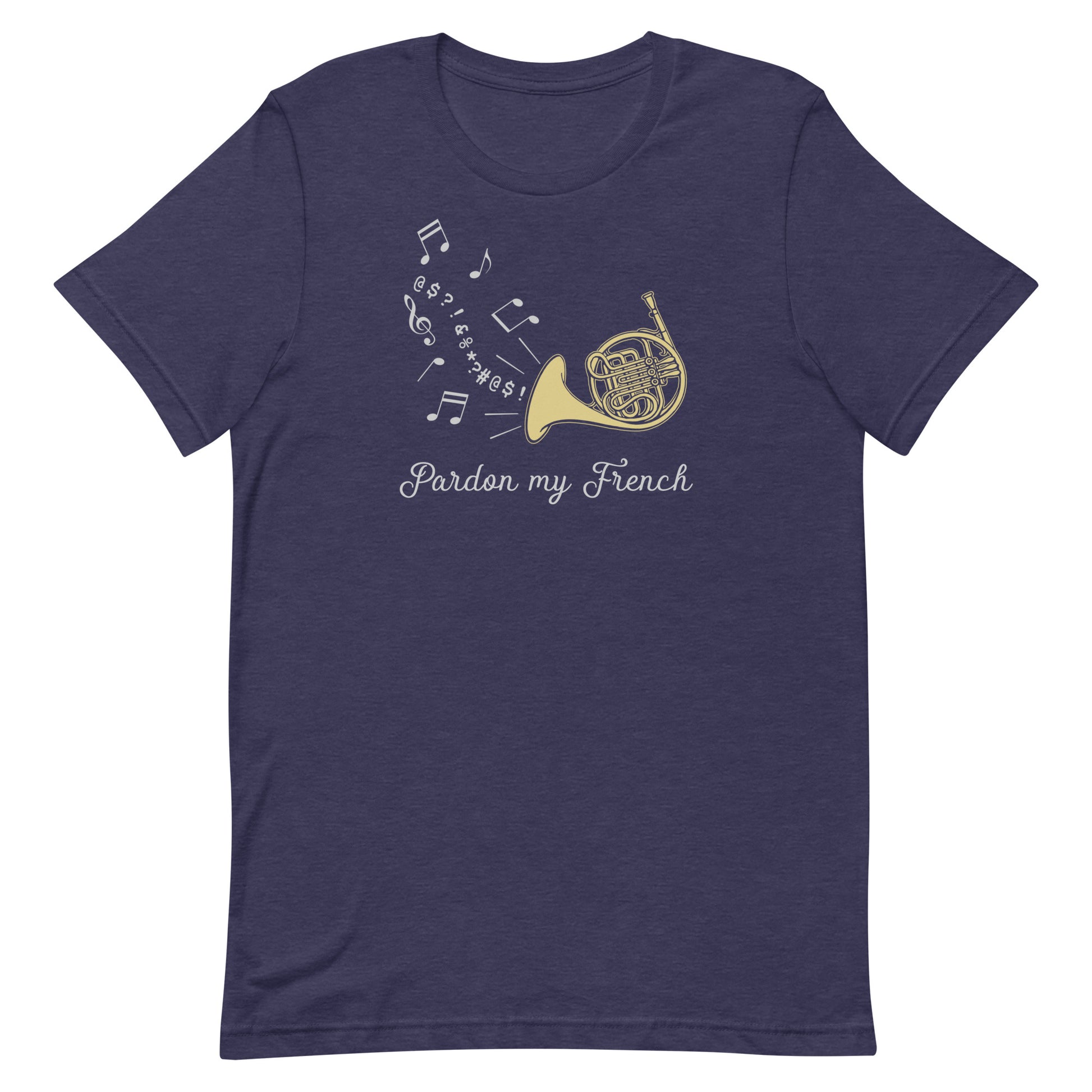 Funny French Horn T Shirt: Pardon My French - Navy Blue
