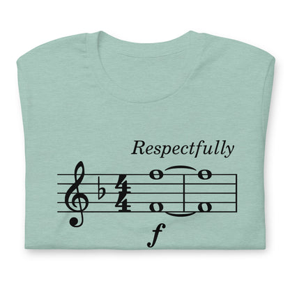 Funny Music Theory Video Game Meme T Shirt: Play F to Pay Respect - Heather Dusty Blue Sage Green