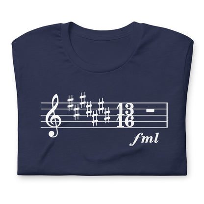 Funny Music Theory Key Signature T Shirt: FML - Navy Blue