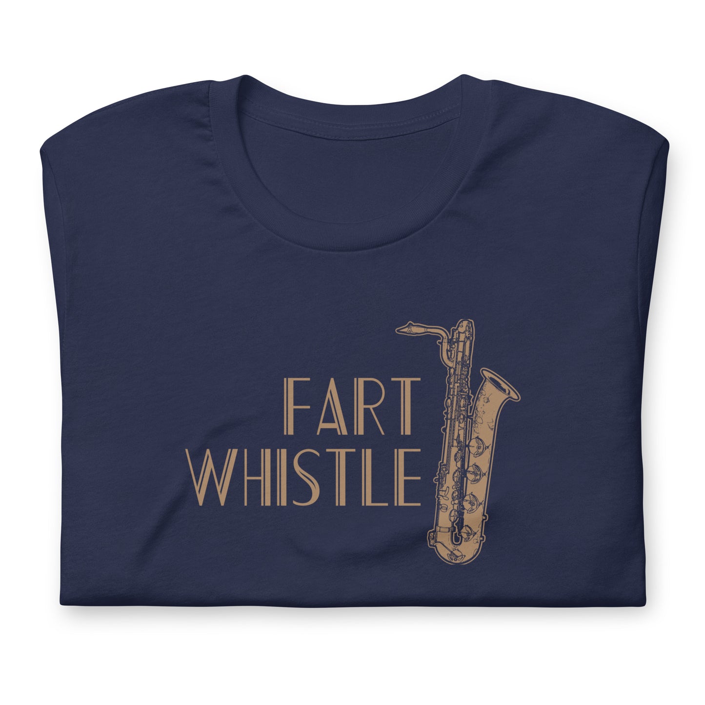 Funny Baritone Saxophone Bari Sax T Shirt: Fart Whistle - Navy Blue