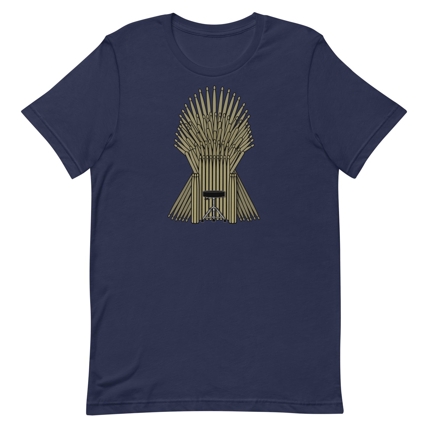 Funny Music Percussion Drum Stick Game of Thrones Parody T Shirt: Drum Throne - Navy Dark Blue