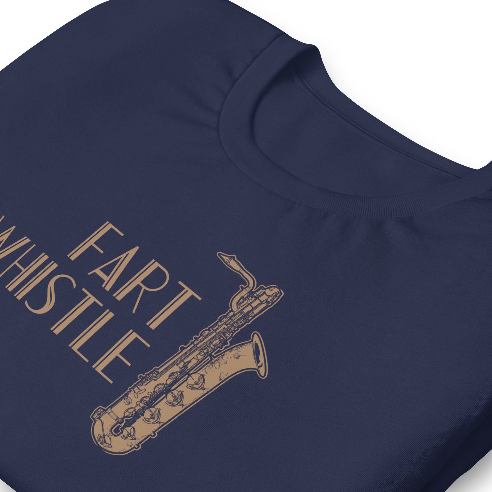 Funny Baritone Saxophone Bari Sax T Shirt: Fart Whistle - Navy Blue