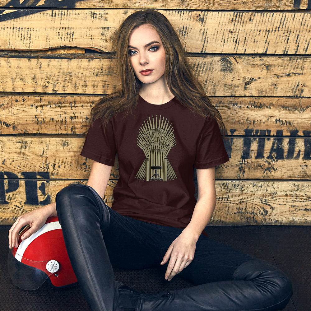 Funny Music Percussion Drum Stick Game of Thrones Parody T Shirt: Drum Throne - Oxblood Dark Red Maroon