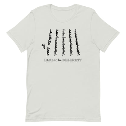 Funny Marching Band T Shirt: Dare to be Different - Silver Grey