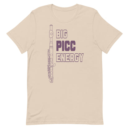 Funny Piccolo Flute T Shirt: Big Picc Energy - Cream Tan