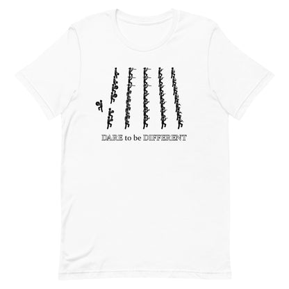 Funny Marching Band T Shirt: Dare to be Different - White