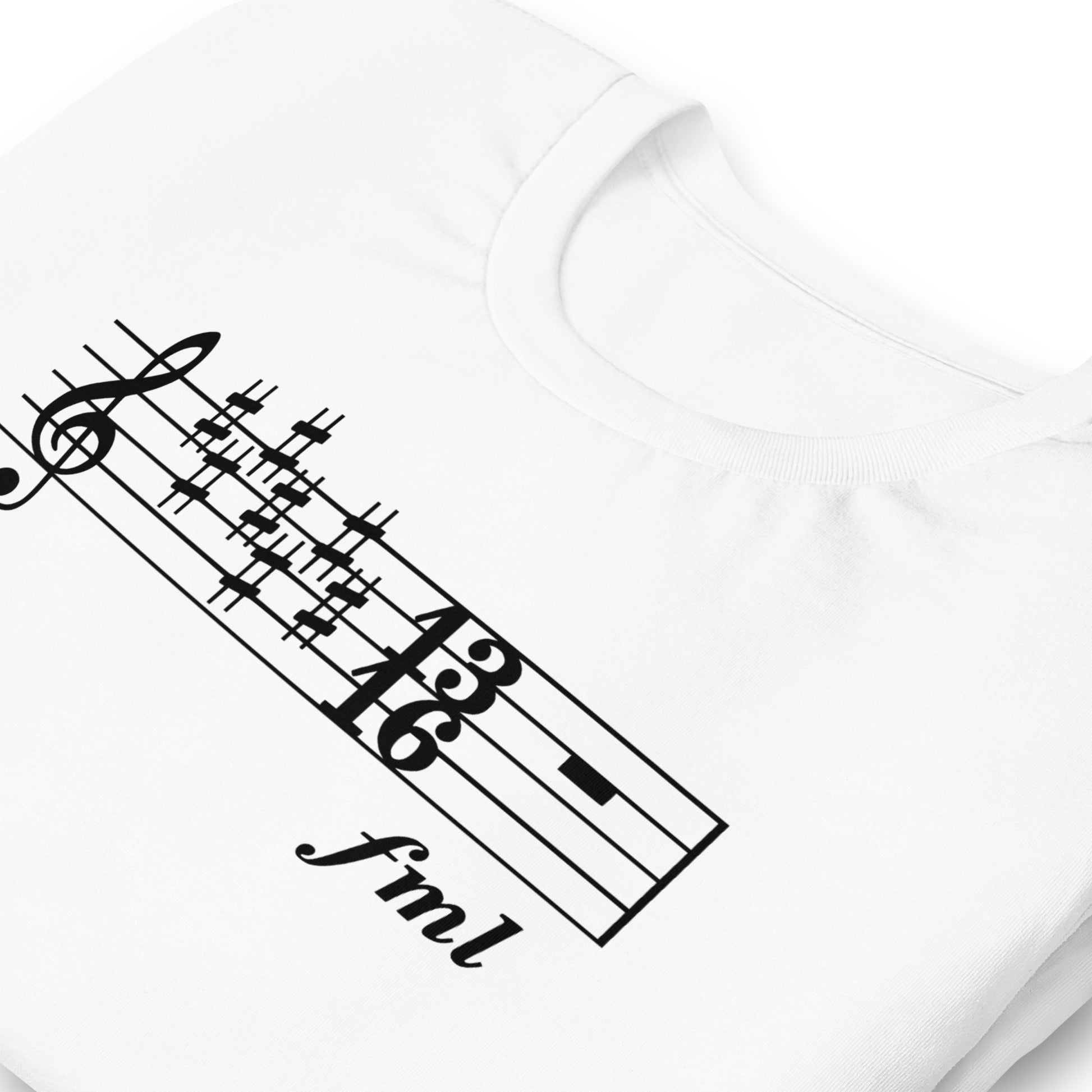 Funny Music Theory Key Signature T Shirt: FML - White